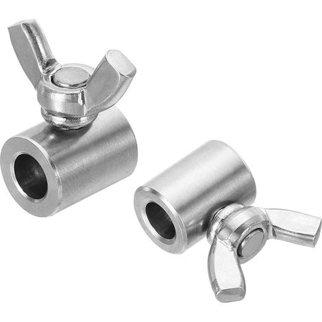 304 Inoxydable Acier 6.5mm ID Main Vis Pince, 2Pcs Simple Trou Fil Corde Attaches Papillon Vis pour 2-2.5mm Acier Fil, Argent (1/5)
