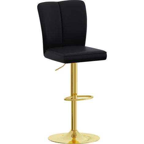 Set di 2 sgabelli da bar regolabili e girevoli 360° in PU nero con struttura in metallo oro MODENUIT (1/5)