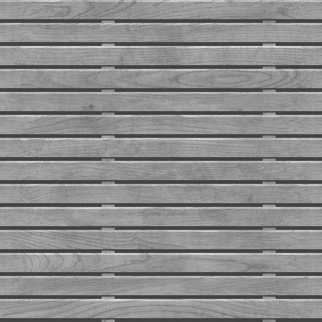 Papier peint bois gris à lattes horizontales (1/3)