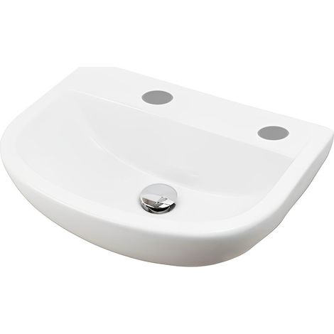 RAK Compact 500mm Doc M Basin with 2 Tap Holes and No Overflow - CO0602AWHA (1/2)