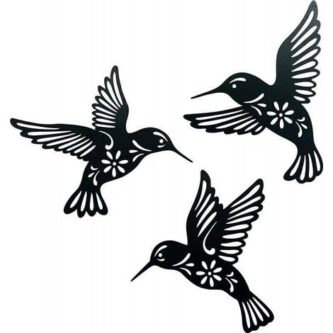 3 Pièce Décoration Murale en Acrylique en Forme de Colibri, Oiseaux Arts Modernes Colibri Art Mural en Acrylique Décoration à Suspendre Panneaux Sculpture Murale Statues pour Salon (1/4)