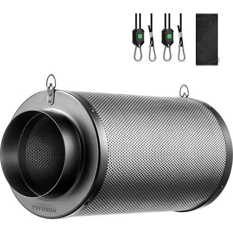 Aktivkohlefilter, 100 mm Durchmesser, australische Kohle, Vorfilter inklusive, für Growzelte (1/5)