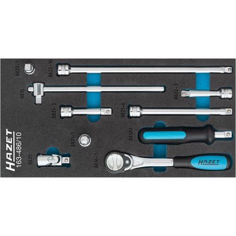 HAZET Antriebswerkzeuge-Satz Feinzahn Außen-Vierkant 10 &613⁄8&34 10-teilig 163-486/10 Vierkant massiv 10 mm (3/8&34) 10-teilig