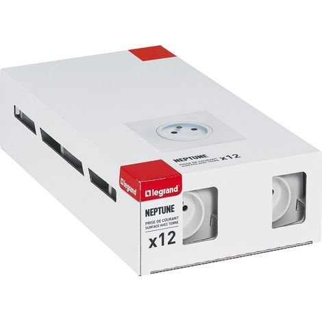 LEGRAND - Lot de 12 prises 2P+T Neptune, Blanc