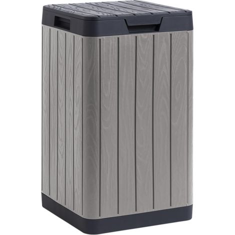 Toomax Rio Garden Bin pattumiera da esterno 80L per la raccolta dei rifiuti grigio tortora/antracite, 39x24x56h cm con maniglie, portasacco e apertura a pressione, ideale per il giardino