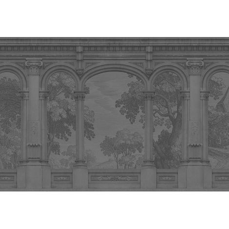 Papier peint panoramique gris anthracite architecture Tapisserie panoramique Rome antique idéale salon Papier peint panoramique 3D effet peinture (1/2)