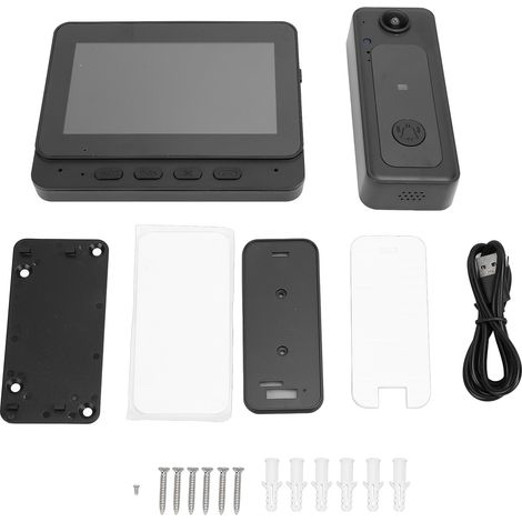 Sonnette vidéo intelligente, écran 4.3 pouces, grand Angle 170 °, Vision nocturne, caméra HD 8MP, sans fil, Bluetooth (1/5)