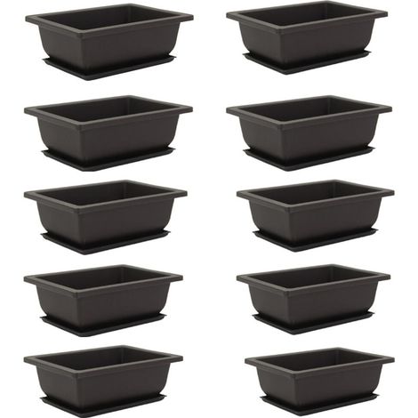 10 Pièces Pot à Bonsaï avec Plateaux , 16,5 × 12 × 6 Cm Petit Pot de Fleur Plastique Réutilisable pour Jardins Bureaux Salons Balcons (1/5)