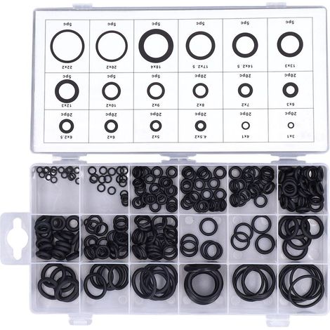 Assortiment de joints toriques en caoutchouc, Kit de rondelle multifonctionnel résistant à l'usure, 225 pièces. (1/5)
