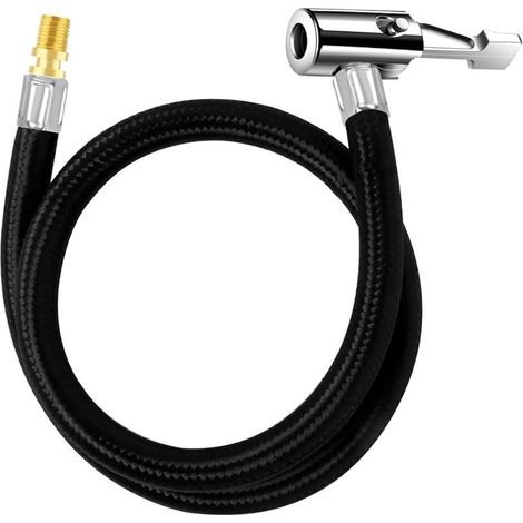 Tuyau d'extension pour gonfleur de pneus de voiture, pince de gonflage rapide de 30 cm, tuyau de gonflage avec poignée métallique (1/5)