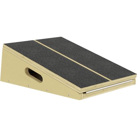 Planche inclinée d’étirement antidérapante, 4 angles réglables pour mollets et tendon d’Achille, poignée latérale, bois naturel, pour maison - CHICFURN (1/5)