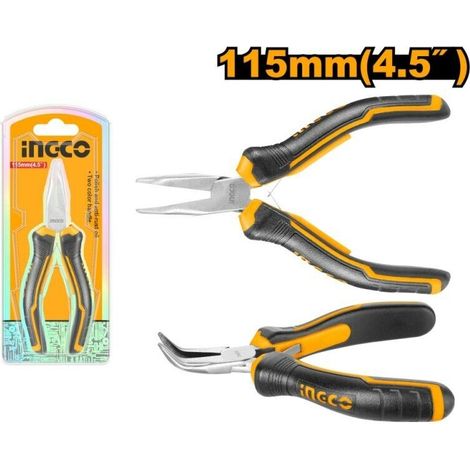 Pinza a Becco Curvo INGCO Cr-V con manico ergonomico antiscivolo da 4,5 / 115mm (1/2)