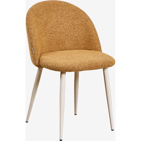 SKLUM Packung mit 4 Kana Deluxe Esszimmerstühlen aus Bouclé-Stoff                    Creme-Beige               