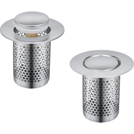 2 Pièces Filtre à Evier en Acier Inoxydable Cuisine,33 × 50 mm Grille Douche, Bonde Evier Pop-Up en Noyau en Laiton, pour Cuisine, Salle de Bain, Baignoire (1/4)