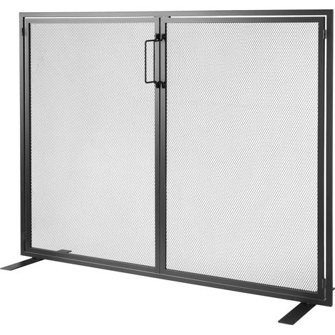 Écran de cheminée en fer, 1 panneau avec porte, grille anti-étincelles 990x780mm, installation facile, décor moderne pour salon (1/5)