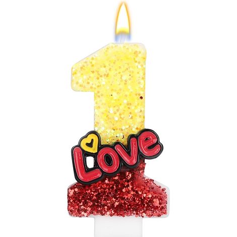 Bougies Numérotées Rouges et Jaunes, Bougie Numérotée pour Anniversaire Décoration de Gâteau pour Fête d'Anniversaire Célébration Anniversaire de Mariage (1) (1/5)