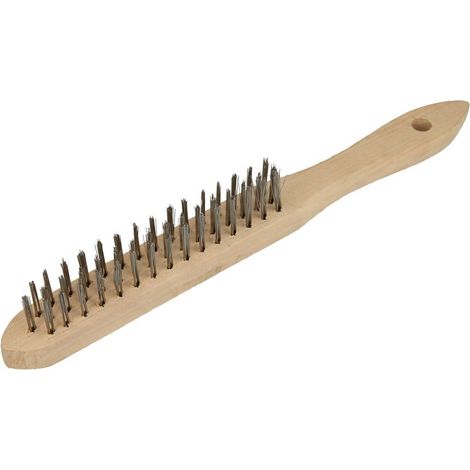 Brosse métallique,acier inox,3 rangées manche en bois 290 mm