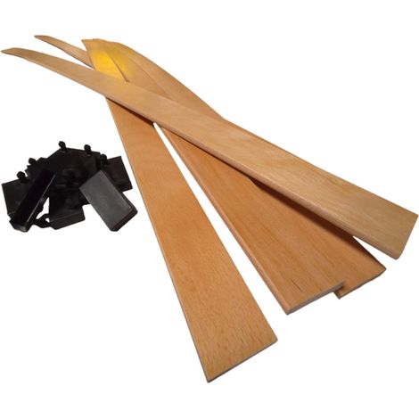 Lot 5 grandes lattes + embouts pour lit, bz & convertible 1600x53x9 mm Bois hêtre durable - 7 plis Remplacement - Rechange - Renfort pour sommier / bz / clic clac / canapé (1/5)