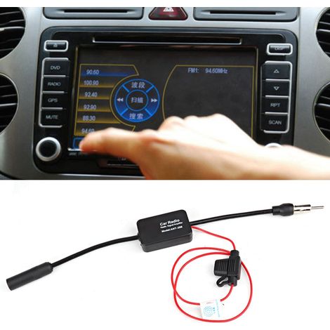 Antenne stéréo de voiture 12 V, amplificateur radio FM/AM, amplificateur de signal en ligne, noir (1/5)