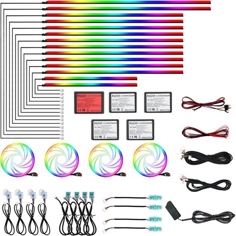 30 in 1 593 LED Fibre Optic Interior Acrylic Car Lighting Set Multiple Modes Decorative Atmosphere Lights with Rhythm Rainbow Dynamic Musical RGB Neon (1/5)