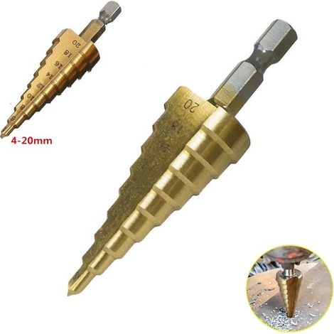 FRESA A GRADINI SCALINI CONICA HSS 4-20MM ALLARGAFORI PUNTA PER METALLO