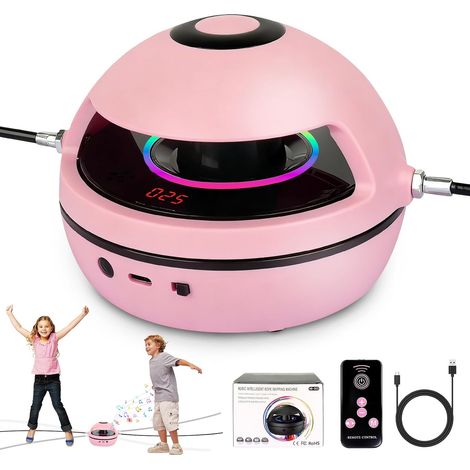 Electronic Skipping Machine, Smart Jumping Machine with Remote Control, 1-10 Speed Levels, Bluetooth Skipping Machine with LED Display Counter, Bluetooth Music (1/5)