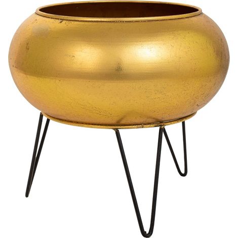 Macetero con soporte de metal dorado 29x29x26.5 (1/5)