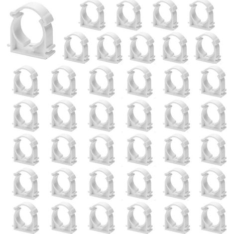 40 Pièces 16mm Clips de Tuyau en PPR Blancs,Clips Fixes pour Conduits d'eau,Support de Fixation en U pour Tuyaux d'eau,pour les Cuisines,les Salles de Bains,les Piscines,les Jardins (1/5)