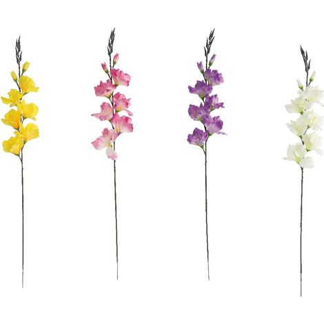 1 Pezzo Fiori Decorativi con Ramo Glasiolo 6 + 2 Fiori 82 cm 4 Colori (1/2)