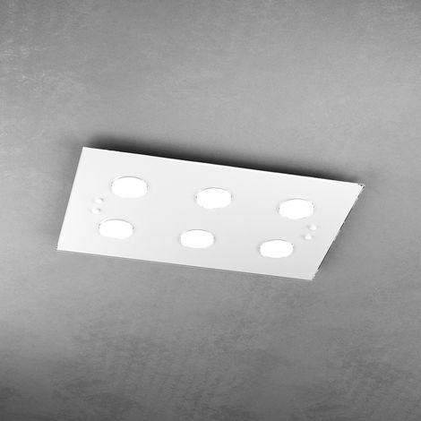 Plafoniera Moderna Rettangolare Path Vetro Bianco 6 Luci Gx53 (1/3)