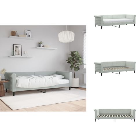 Lit de jour avec matelas gris clair 80x200 cm velours - Canapé Lit - Lit Deux Places - Lit Invité - Mobilier Salle Séjour - Meubles Tendance (1/5)