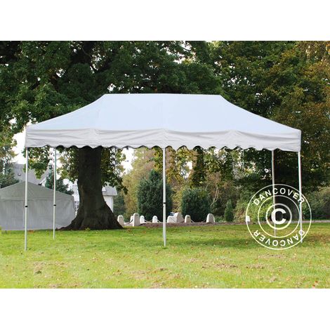 Tente pliante Chapiteau pliable Tonnelle pliante Barnum pliant FleXtents PRO Steel Wave 3x6m Blanc, avec 6 cotés (1/4)