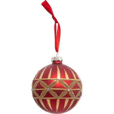 Weihnachtskugel 80mm Strass aus rotgoldenem Glas - Feeric lights & christmas