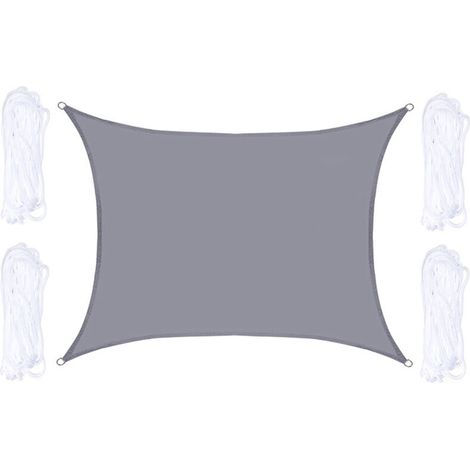 BDD Sun Life Voile d'ombrage Rectangulaire, Résistant et Respirant pour Jardin Terrasse Camping Fête Piscine, Anti UV, avec Corde (2x3m, Gris) (1/5)