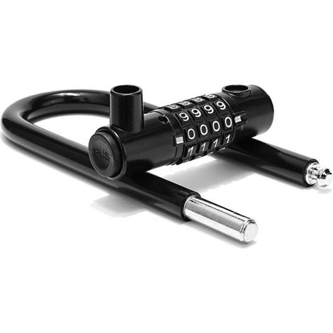 Cadenas à combinaison en forme de U à 4 positions, boucle de verrouillage de 18,5 cm de long avec cadenas réinitialisable, verrouillage de fitness étendu vélo étanche,boîte à outils -noir (1/3)