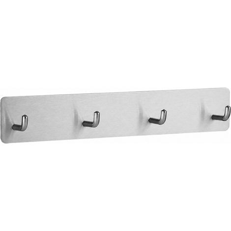 Crochets en acier inoxydable, patères murales sans perçage, lot de 4 pour chambre et salle de bain (1/5)