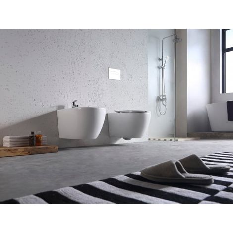 Sanitari Sospesi Wc Bidet Copriwater Sof Close Bianco Bent Rimles