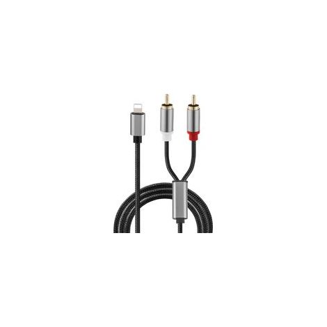 Câble RCA pour iPhone, câble Lightning vers RCA pour iPhone, iPad et tablette, adaptateur audio auxiliaire stéréo pour voiture, home cinéma et amplificateur, 1 mètre (1/4)