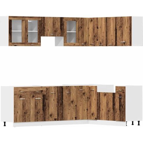 Maison Exclusive - Conjunto de armarios de cocina de 11 piezas "L