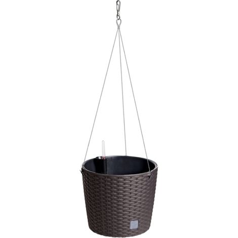 Prosperplast Maceta redonda con gancho 8,9 litros Rato W en color ocre oscuro con cubilete para plantar 25,6 x 25,6 x 21,9 cm (1/5)