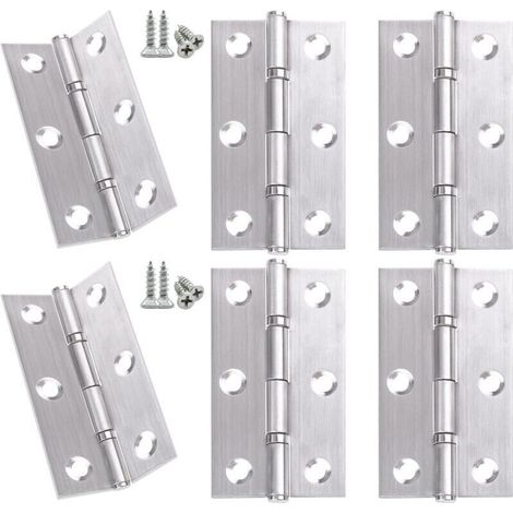 Set of 6 stainless steel cabinet door hinges with 60 screws for furniture hardware, cabinet drawer doors, 60 x 38 mm (1/5)