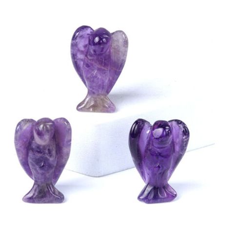 BUNTHAUS Lot de 6 figurines d’anges sculptées en améthyste, décorations en pierre naturelle pour intérieur (1/3)