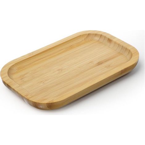 Bandeja de tocador de bambú de 20x13x2 cm para baño, soporte de madera para dispensador de jabón y plato de almacenamiento para cosméticos, perfumes y velas. (1/5)