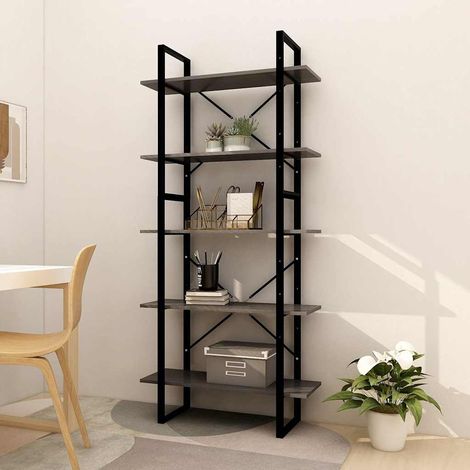 vidaXL Bibliothèque à 5 niveaux Gris 80x30x175 cm Bois de pin (1/5)