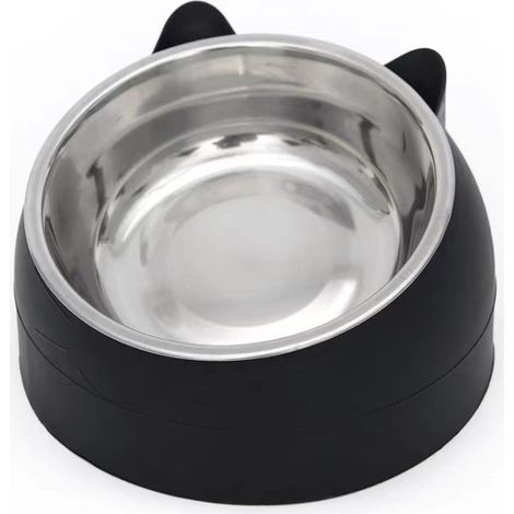 Gamelles en acier inoxydable pour chats et chiens, gamelle inclinée avec distributeur d'eau et de nourriture amovible, antidérapante et anti-déversement, pour chats et chiens de petite, moyenne et gra (1/5)