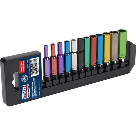 Sealey AK282D Premier Deep Multi-Coloured Socket Set 1/4""Sq Drive 12pc