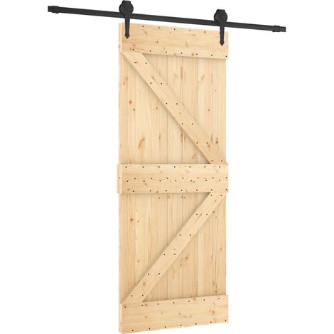 Puerta corredera con herrajes madera maciza de pino 85x210 cm vidaXL (1/6)