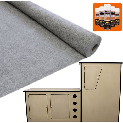 Cucina da Camper in MDF Mobili Credenze Armadio e Cantina & 11mq Moquette Tappeto Fodera Furgoni 5x Bombolette Colla Spray Adesiva GRATIS Colore Tappetino Fumo