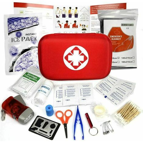 Borsa di emergenza medica impermeabile semirigida rossa per attività all'aperto, pronto soccorso per la casa: include solo il kit di pronto soccorso, non contiene medicinali. (1/4)