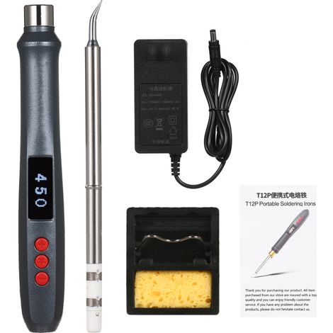 Estación de soldadura digital ajustable de 72 W, soldador T12P, voltaje universal 100-240 V, enchufe europeo (72 W).